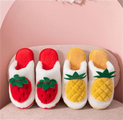 شبشب Nevka Fuzzy Fruit لراحة شتوية كاواي مع تصميم رائع من القطيفة السميكة الدافئة والجذابة in Kuwait