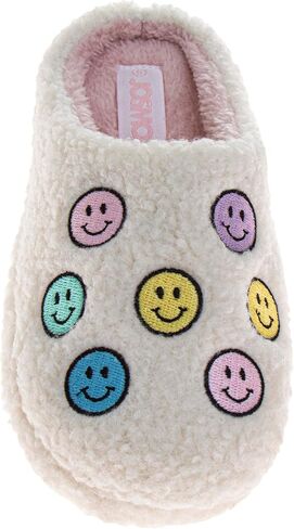 Josmo Women Fuzzy Slippers Cozy Slip-On House Shoes Cute Heart Smiley Face Plush Soft Warm Comfy Slides Size 5-10 US Womens in Saudi Arabia