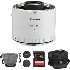 موسع كانون EF 2X III | محول تقريب من السلسلة L لعدسات Canon EF | البعد البؤري المزدوج للرياضة والحياة البرية والتصوير عن بعد (4410B002) + بطاقة ذاكرة سعة 64 جيجابايت + حقيبة Canon EOS 200ES in Kuwait