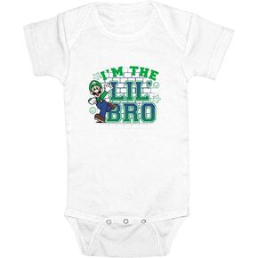 بدلة الأطفال نينتندو I'm the Lil' Bro Luigi - باللون الأبيض - 18 شهرًا in Kuwait