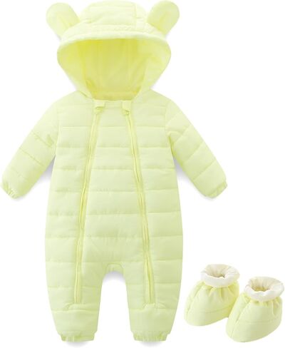 Newborn Baby Snowsuit Cute Bear Hoodie Infant Warm Rompers Unisex Double Zipper Jumpsuit Outwear in Saudi Arabia