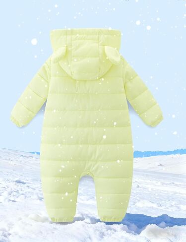 Newborn Baby Snowsuit Cute Bear Hoodie Infant Warm Rompers Unisex Double Zipper Jumpsuit Outwear in Saudi Arabia
