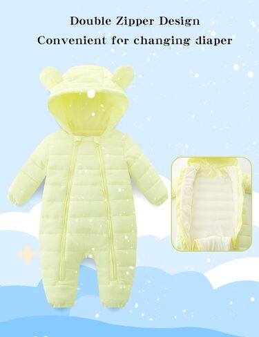 Newborn Baby Snowsuit Cute Bear Hoodie Infant Warm Rompers Unisex Double Zipper Jumpsuit Outwear in Saudi Arabia