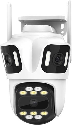 كاميرا أمان ICSEE 4K 8MP 3 عدسات WiFi PTZ، تدعم Alexa/رؤية ليلية/كشف الحركة/عرض 360 درجة/صوت ثنائي الاتجاه/بطاقة SD تدعم كاميرا مراقبة الشبكة (عدسة ثلاثية خارجية) in Kuwait