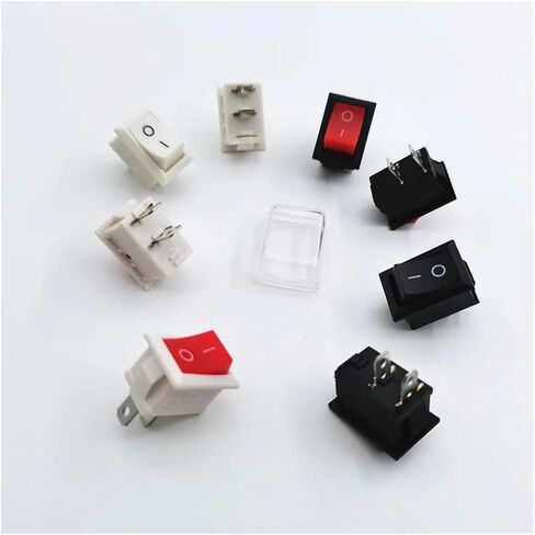 5Pcs KCD1 2PIin Boat Car Rocker Switch 6A/10A 250V/125VAC Push Button Switch(Waterproof Cap) in Saudi Arabia