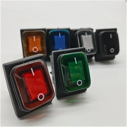 Waterproof Boat Shaped Switch RL2-2X2N6 pin 2 Gear with Light six pin Rocker Switch Silver self-Locking(3) in Saudi Arabia