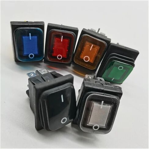Waterproof Boat Shaped Switch RL2-2X2N6 pin 2 Gear with Light six pin Rocker Switch Silver self-Locking(3) in Saudi Arabia