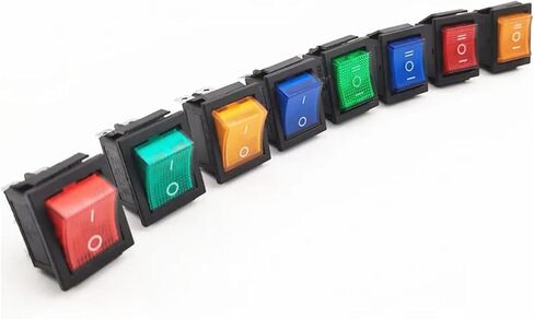 KCD4 Rocker Switch ON-Off 4 Pin / 6 Pin with lamp Switch 10A 250V 31x25mm Power Switch Electrical Equipment(Green Light - 6 Pin) in Saudi Arabia