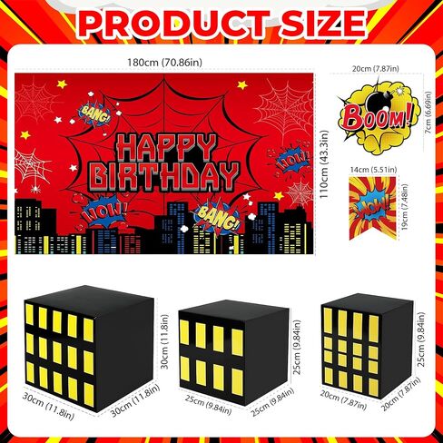 TELANA Superhero Birthday Party Decorations Set with Super Hero Backdrop Photography, Skyscraper City Boxes Spider Theme for Kids - Boys Girls Heroes Banner for Photoshoot Decor, Favor and Supplies in Saudi Arabia