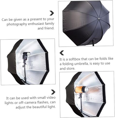 Octagonal Softbox Photography Umbrella with High-Density and Ribs Light Diffuser for Video Lights and Off-Camera Flashes Portable Zipper Design for Studio and Outdoor Use in Kuwait