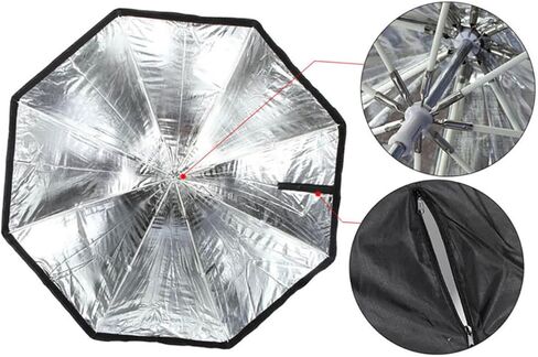 Octagonal Softbox Photography Umbrella with High-Density and Ribs Light Diffuser for Video Lights and Off-Camera Flashes Portable Zipper Design for Studio and Outdoor Use in Kuwait