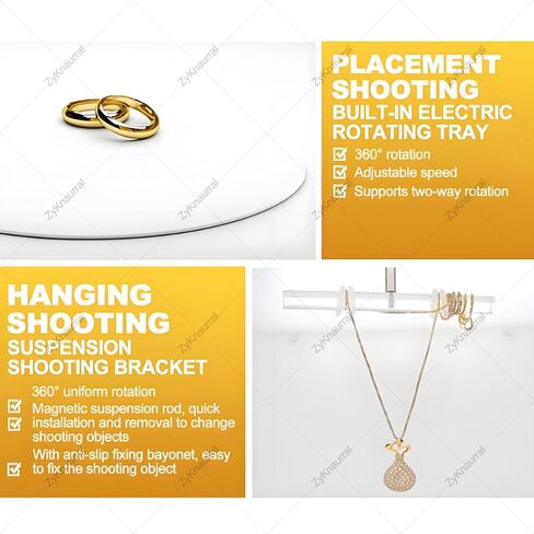 Electric Turntable Gold and Silver Jewelry Photo Light Box,Jewelry Photography Light Box, Softbox Dimmable Rotating Turntable for Jewelry Photography Video TB20 in Saudi Arabia