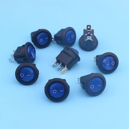 3Pin Button with Light Rocker Switch 10A 125V 6A 250V KCD1-101N-8(Green,220V Neon) in Saudi Arabia