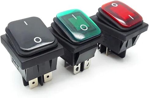 Toggle Rocker Switch Auto Boat Marine Heavy Duty DPDT T85 220V IP67 Boat-Shaped Switch(Black LED,4PIN_Latching(Locking)) in Saudi Arabia