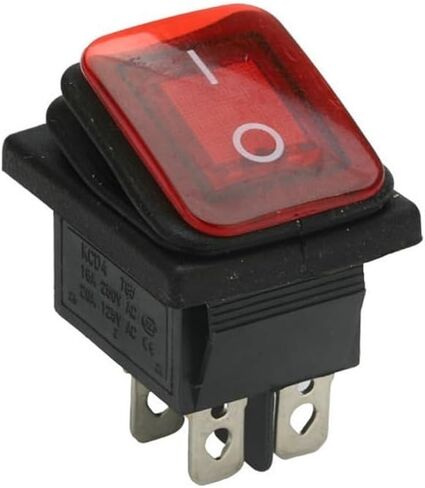 Toggle Rocker Switch Auto Boat Marine Heavy Duty DPDT T85 220V IP67 Boat-Shaped Switch(Black LED,4PIN_Latching(Locking)) in Saudi Arabia