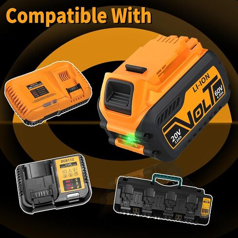 2 Pack 12.0Ah/4.0Ah Li-ion Battery Replacement for Dewalt 20V/60V Flex-Volt Battery Compatible with Dewalt 60V Battery DCB609 DCB606 DCB612 DCB200(2Pack 20V 12.0Ah) in Saudi Arabia