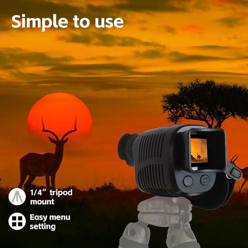 منظار أحادي للرؤية الليلية قابل لإعادة الشحن للظلام بنسبة 100%، فيديو HD1080P كامل المسافة الطويلة بالأشعة تحت الحمراء للرؤية الليلية مناظير للصيد والتخييم والسفر والمراقبة 32 جيجابايت بالداخل in Kuwait