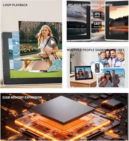 إطار صورة رقمي Goshyda مقاس 10.1 بوصة مزود بتقنية WiFi مع شاشة تعمل باللمس، وإطار صور إلكتروني ذكي عالي الدقة، ومشاركة ذاكرة عن بعد بسعة 32 جيجابايت عبر تطبيق التدوير التلقائي للعائلة (قابس الولايات المتحدة) in Saudi Arabia