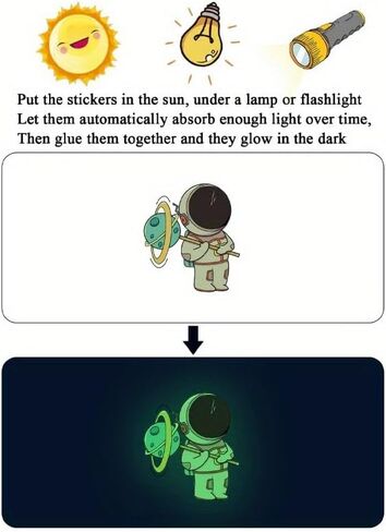 1PC Luminous Astronaut Stars Moon Switch Stickers Decorative Wall Stickers Living Room Bedroom Self-Stick Stickers (Pink) in Saudi Arabia