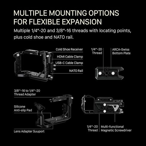 مجموعة قاعدة قفص الكاميرا Tilta - متوافقة مع Sony FX2 - رمادي تيتانيوم | يشتمل على قفص كاميرا كامل، ومقبض علوي Tilta Xeno - لوحة سفلية من الناتو وARCA ومشابك كابلات | حذاء بارد، 1/4"-20 و3/8"-16 خيط in Saudi Arabia