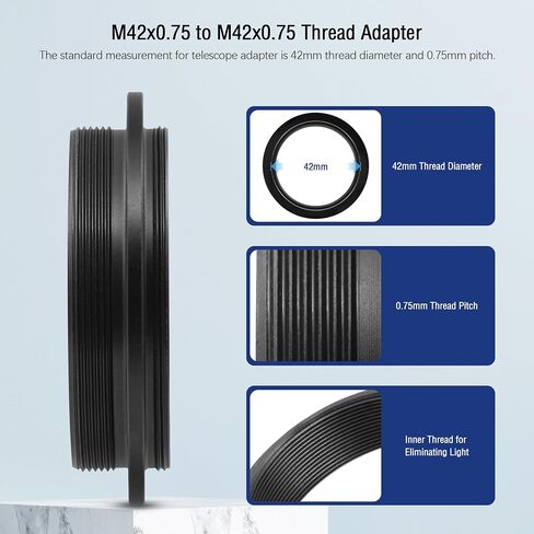 محول تلسكوب ذكر من Astromania M42x0.75 إلى M42x0.75 - حزمة مع - محول حلقة معدنية على شكل حرف T لكاميرا Canon EOS in Saudi Arabia