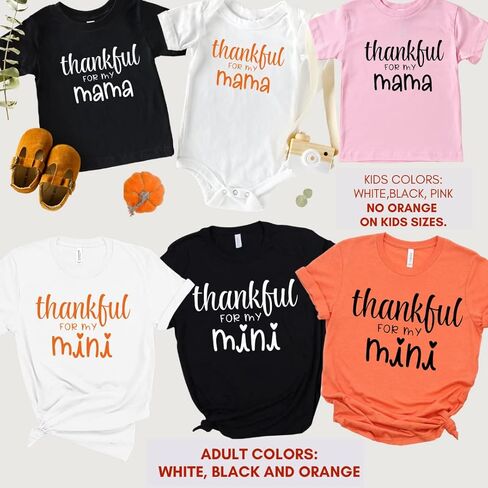 شكرًا لقمصان My Mama Mini Thanksgiving Mommy and Me، ملابس لطيفة للأم والابنة للأطفال الصغار، ملابس خريف متطابقة للأم والابن، عيد الشكر للأم والطفل 2021. in Saudi Arabia