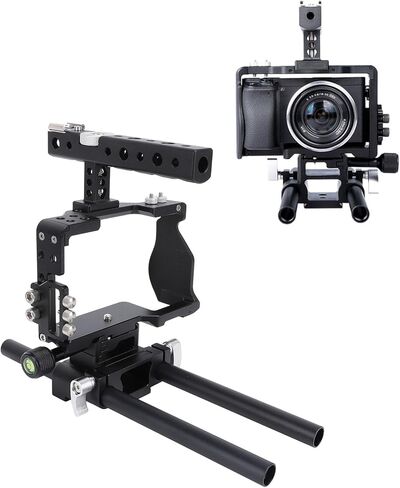 طقم قفص كاميرا DSLR، جهاز تثبيت فيديو للكاميرا من سبائك الألومنيوم مع صندوق غير لامع اتبع التركيز للتصوير الفوتوغرافي A6300 in Kuwait