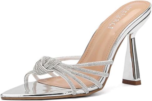 Tokouk المرأة Strappy حجر الراين أشار تو Stiletto الشرائح الصنادل مثير عارية الذراعين مريحة الانزلاق على الكعب العالي اللباس النعال لحفل الزفاف in Kuwait