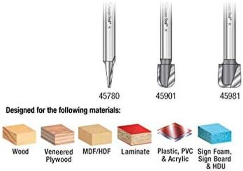 Amana Tool 3-Pc 3D CNC Signmaking حروف ونقش SC 1/4 مجموعة لقم التوجيه in Saudi Arabia