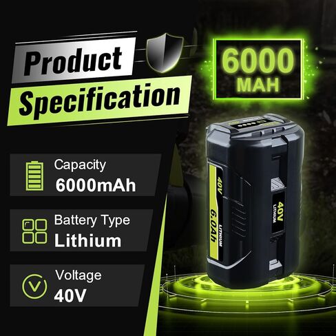 VINIDA 6.0Ah OP4040 40V Battery Replacement for Ryobi 40V Battery Compatible with Ryobi OP4030 OP40301 OP4050 OP4060 OP4050A OP40201 OP4026 OP40261 in Saudi Arabia