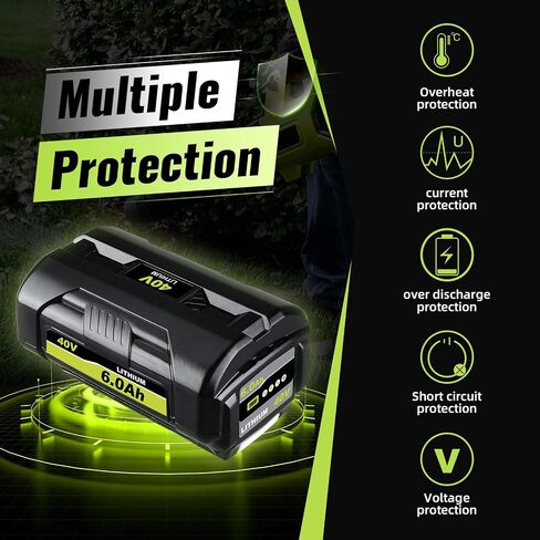 VINIDA 6.0Ah OP4040 40V Battery Replacement for Ryobi 40V Battery Compatible with Ryobi OP4030 OP40301 OP4050 OP4060 OP4050A OP40201 OP4026 OP40261 in Saudi Arabia