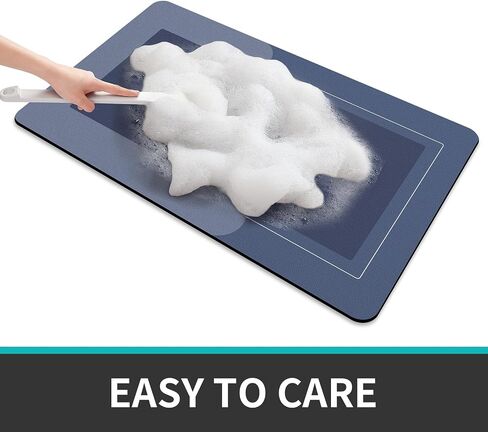 Schweek Blue Bath Mat Set 3 Piece Non-Slip Absorbent Mats for Bathroom | Rubber Backing Modern Bath Mat, U-Shaped Toilet Mats, Quick-Dry Rug for Tub, Showe,Sink 20"x32" + 20"x47" + 20"x24" in Saudi Arabia