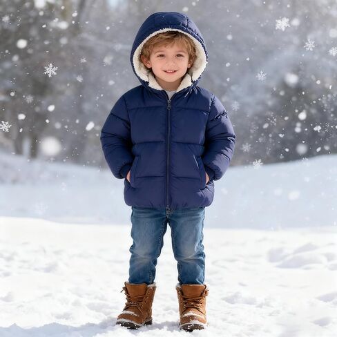 Toddler Winter Coats, 1-7T Baby Girls Boys' Winter Fleece Jackets With Hooded Jacket Outwear in Saudi Arabia