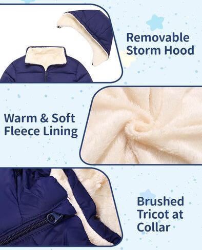 Toddler Winter Coats, 1-7T Baby Girls Boys' Winter Fleece Jackets With Hooded Jacket Outwear in Saudi Arabia