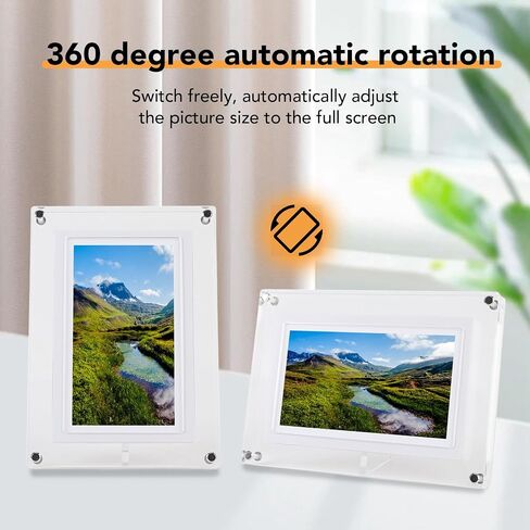 إطار أكريليك Dpofirs مقاس 7 بوصة، إطار صورة رقمي بدون إطار يدور تلقائيًا مع ضوء LED ملون، إطار صورة واضح مع ذاكرة 4 جيجابايت لديكور المنزل وغرفة النوم والمكتب in Saudi Arabia