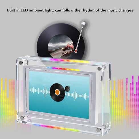 إطار أكريليك Dpofirs مقاس 7 بوصة، إطار صورة رقمي بدون إطار يدور تلقائيًا مع ضوء LED ملون، إطار صورة واضح مع ذاكرة 4 جيجابايت لديكور المنزل وغرفة النوم والمكتب in Saudi Arabia