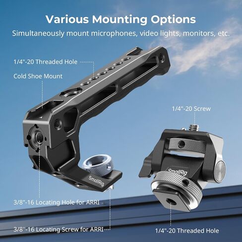 SmallRig Lightweight Mini Side Handle Kit with 1/4"-20 Threaded Holes & NATO Clamp+Top Handle with Monitor Mount in Saudi Arabia