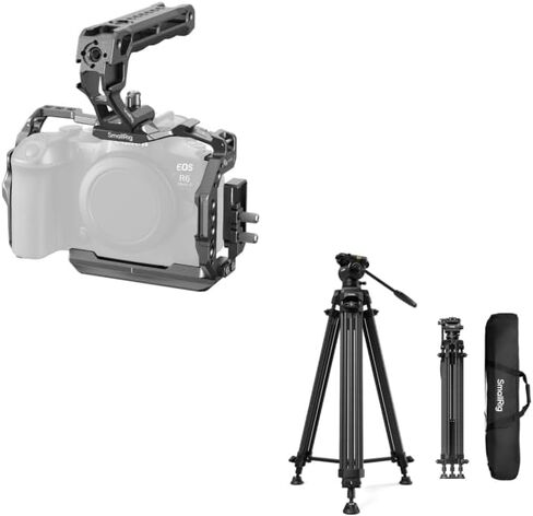 SmallRig R6 II Hawklock Camera Cage Kit for Canon+73''/185cm Carbon Fiber Heavy Duty Video Tripod in Kuwait