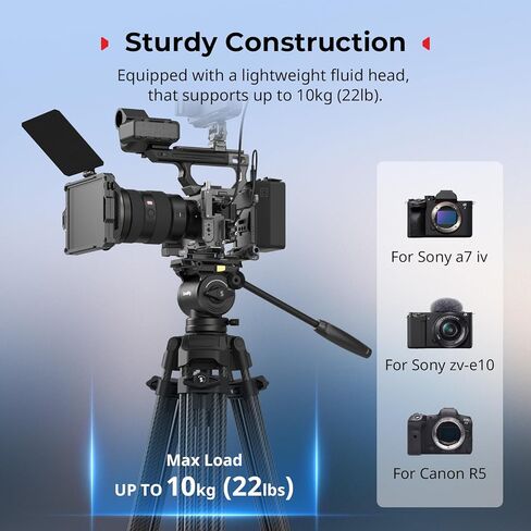 SmallRig R6 II Hawklock Camera Cage Kit for Canon+73''/185cm Carbon Fiber Heavy Duty Video Tripod in Kuwait