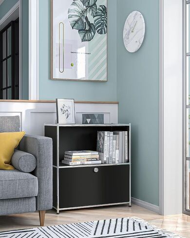 32.5-Inch Flip-Top Side Table & Buffet Cabinet with Detachable Wheels, Ample Storage, DIY Corner Bookshelf, Wall Shelf, Cube Organizer, Bedside Table – Modern Home Decor, White in Saudi Arabia