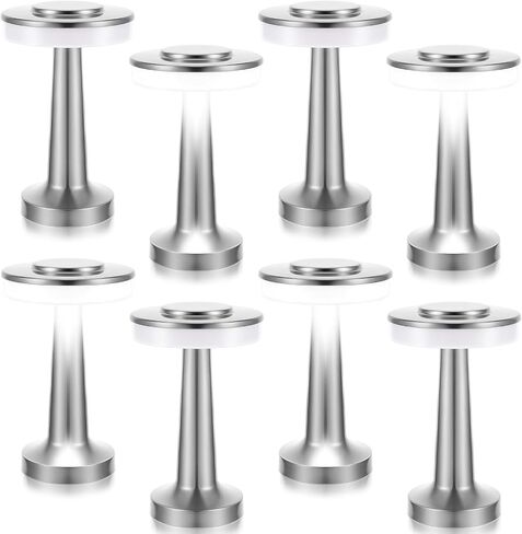 VIHOSE 8 Pcs 8 Pcs Cordless Table Lamps LED Portable Rechargeable Table Lamp with Touch Sensor 3 Color Dimming up to 15 Hours Battery Desk Light for Restaurant Nursery Living Room (Rose Gold) in Saudi Arabia
