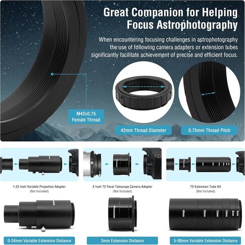 Astromania Metal T-Ring Adapter for Minolta DSLR/SLR - Bundle with - 2X Barlow Lens Upgraded 1.25 inch in Saudi Arabia