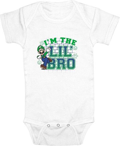 بدلة الأطفال نينتندو I'm the Lil' Bro Luigi - باللون الأبيض - 18 شهرًا in Kuwait