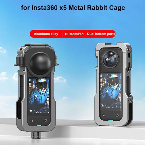 Rabbit Cage Aluminum Protective Case for Insta360 X5, Multifunctional Metal Frame Expansion Adapter Mount with Lens Cover in Saudi Arabia
