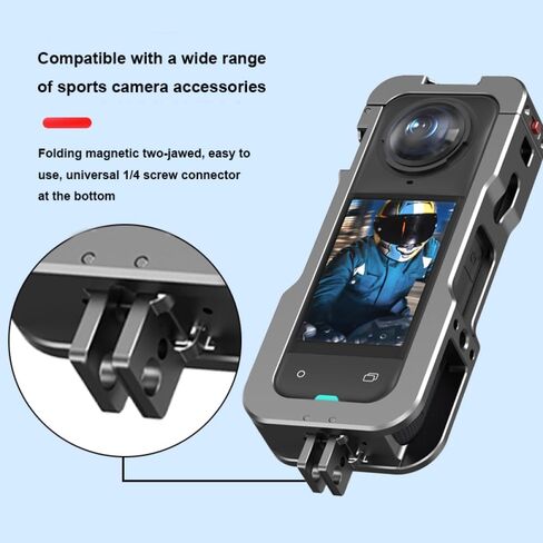 Rabbit Cage Aluminum Protective Case for Insta360 X5, Multifunctional Metal Frame Expansion Adapter Mount with Lens Cover in Saudi Arabia