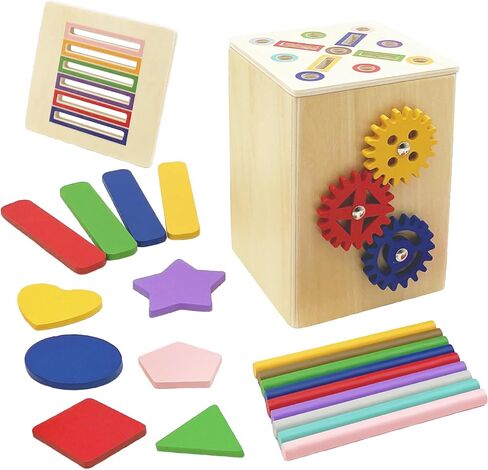 Wooden Montessori Toys for Toddlers 1-3, Color & Shape Sorting Matching Games, Fine Motor Skills Sensory Preschool Learning Educational Toys Baby Boys Girls Gifts (5 in 1) in Saudi Arabia