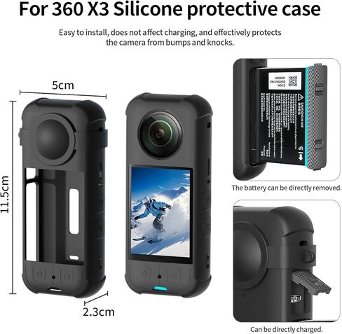 JasonMighty For Insta 360 X3 Camera Protective Accessories Kit include Camera Case/Silicone Case/Lens Guards/Screen Tempered Glass/Action Camera Protection Parts in Kuwait
