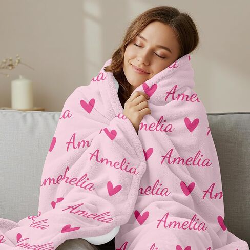 Ship Next Day,Custom Blanket with Name,Personalized Blankets for Kids,Customized Fleece Throw Blanket Christmas Blanket Gifts for Daughter Son in Saudi Arabia