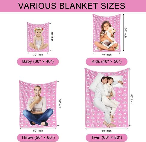 Ship Next Day,Custom Blanket with Name,Personalized Blankets for Kids,Customized Fleece Throw Blanket Christmas Blanket Gifts for Daughter Son in Saudi Arabia