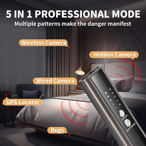 KT-02 Hidden Camera Detector, 2025 New, 4 Modes to Detect Spy Cameras, Bugs, GPS Trackers, with Flashlight, Audible Alarm/Beeping Mode, for Hotels, Cars, Offices, KT-02-B in Saudi Arabia